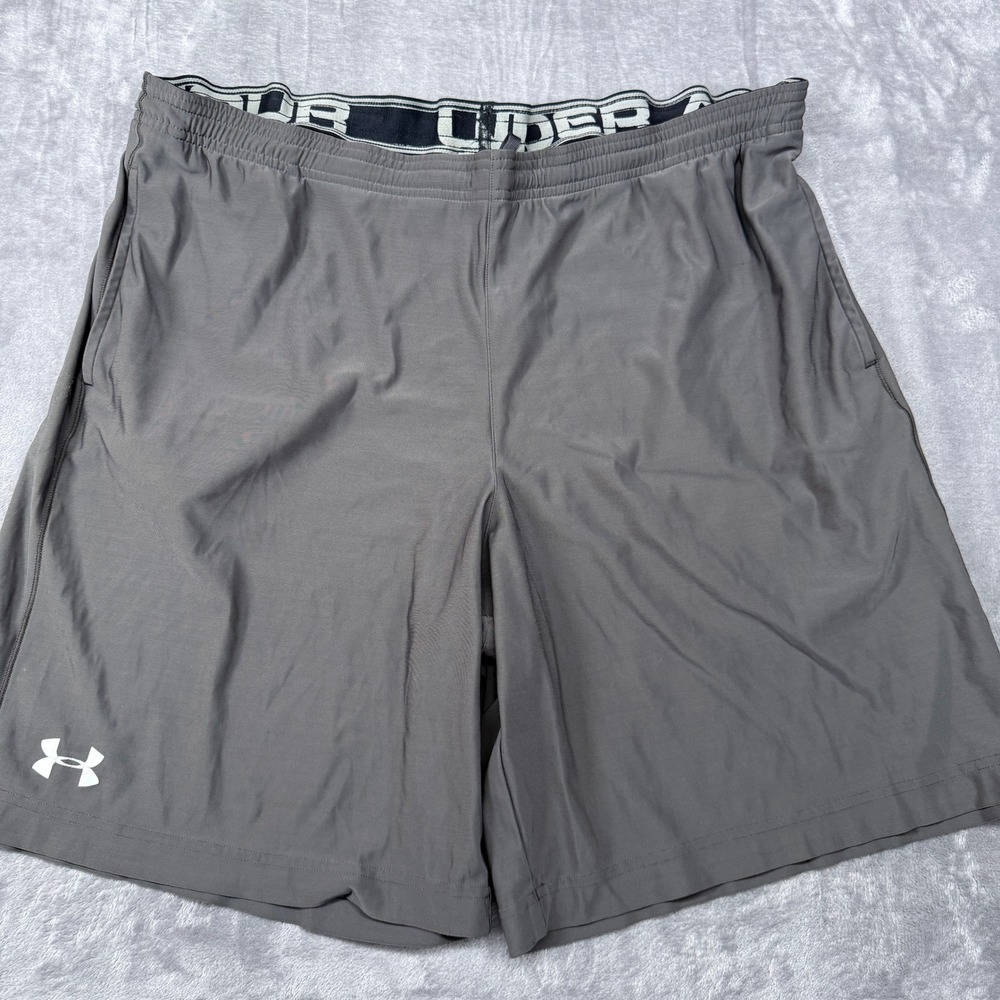 Under Armour Athletic Shorts Mens Gray Large HeatGear Training Gym Pockets
